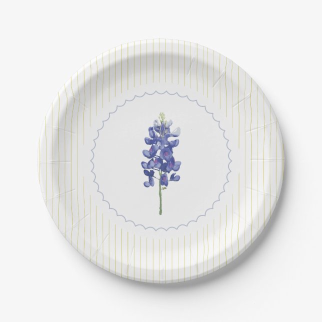 Bluebonnet, Texas Wild Flower Paper Plate (Front)