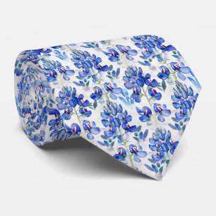 Bluebonnet Texas Wild Flower Pattern Tie