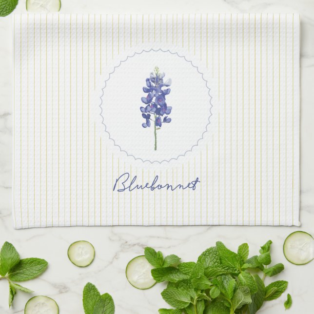 Bluebonnet, Texas Wild Flower Tea Towel (Folded)