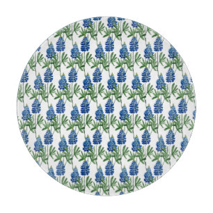 Bluebonnet Texas Wildflower Watercolor Pattern Cutting Board