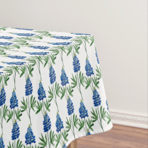 Bluebonnet Texas Wildflower Watercolor Pattern Tablecloth