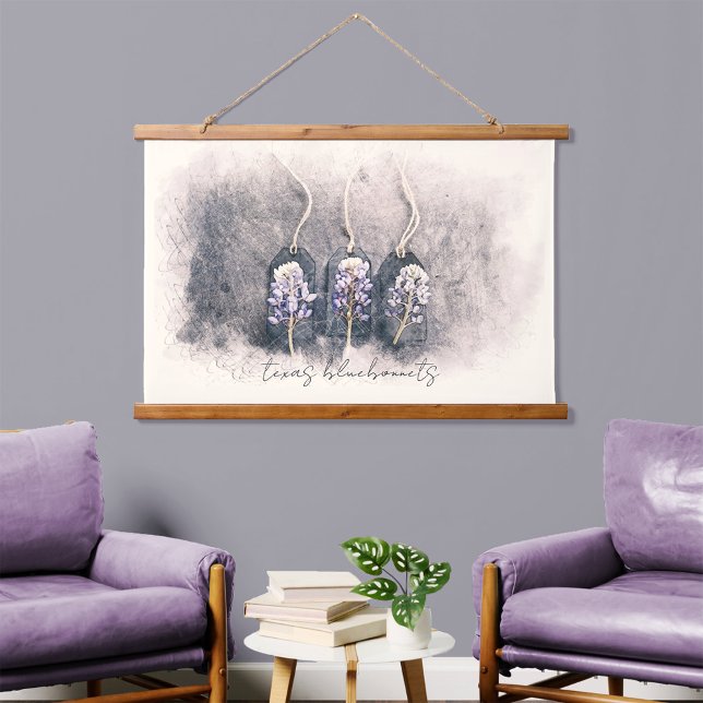 Bluebonnet Trio Sketched Watercolor Hanging Tapestry (Creator Uploaded)