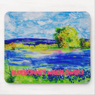 bluebonnet  wildflowers art mouse mat