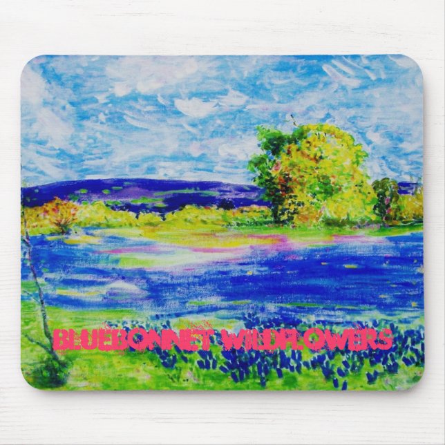 bluebonnet  wildflowers art mouse mat (Front)