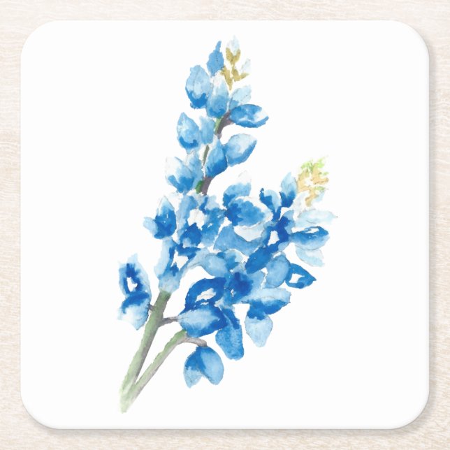Bluebonnets 4 square paper coaster (Front)