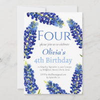 Bluebonnets 4th Birthday Blue Girl Floral 