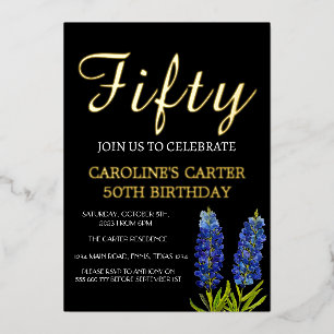 Bluebonnets 50th Birthday Blue Gold Chic Glam