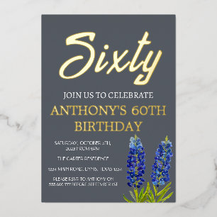 Bluebonnets 60th Birthday Navy Blue Gold Texas