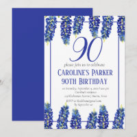 Bluebonnets 90th Birthday Blue Floral Texas