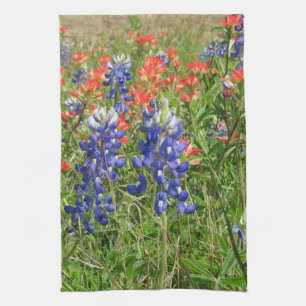 Bluebonnets and Indian Paintbrushes Tea Towel