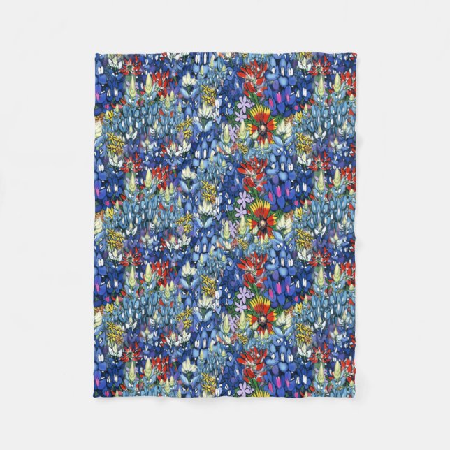 Bluebonnets and Wildflowers Fleece Blanket (Front)