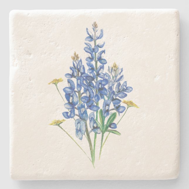 Bluebonnets and Wildflowers Stone Coaster (Front)