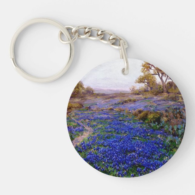 Bluebonnets at Twilight, North of San Antonio Key Ring (Front)
