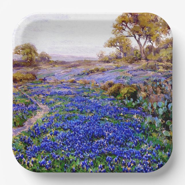 Bluebonnets at Twilight, North of San Antonio, Paper Plate (Front)