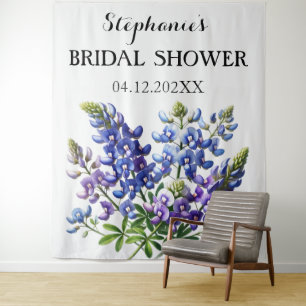 Bluebonnets Blue Floral Bridal Shower Photo Booth Tapestry
