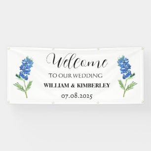 Bluebonnets Blue Floral Rustic Elegant Wedding Banner