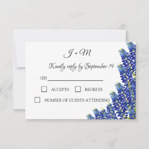 Bluebonnets Blue Floral Texas flowers Modern RSVP Card