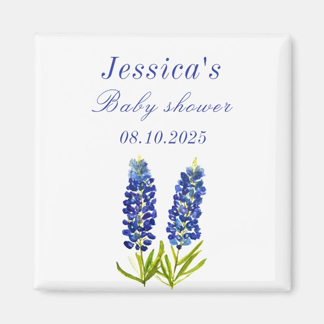Bluebonnets Blue Floral Texas Girl Baby shower  Magnet (Front)