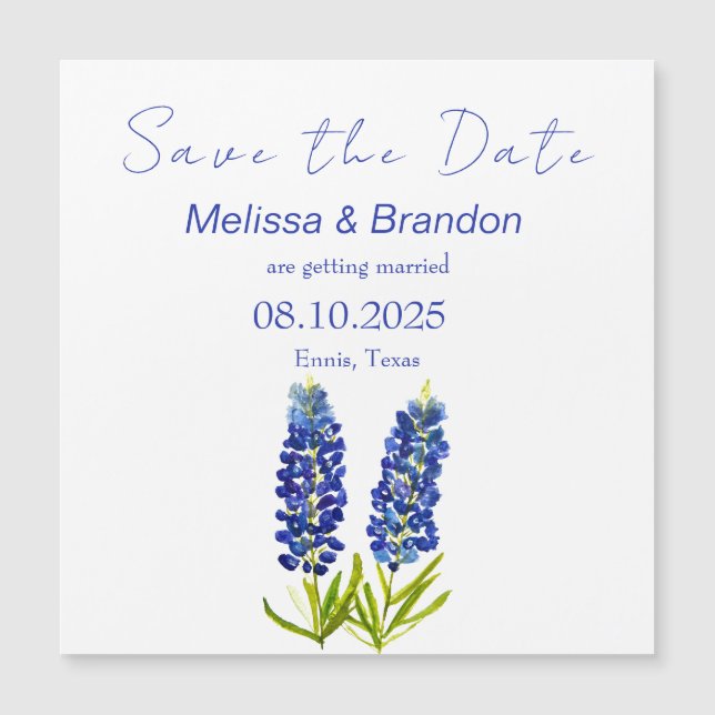 Bluebonnets Blue Floral Texas Rustic Wedding  (Front)