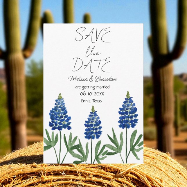 Bluebonnets Blue Floral Texas Rustic Wedding  Invitation (Creator Uploaded)