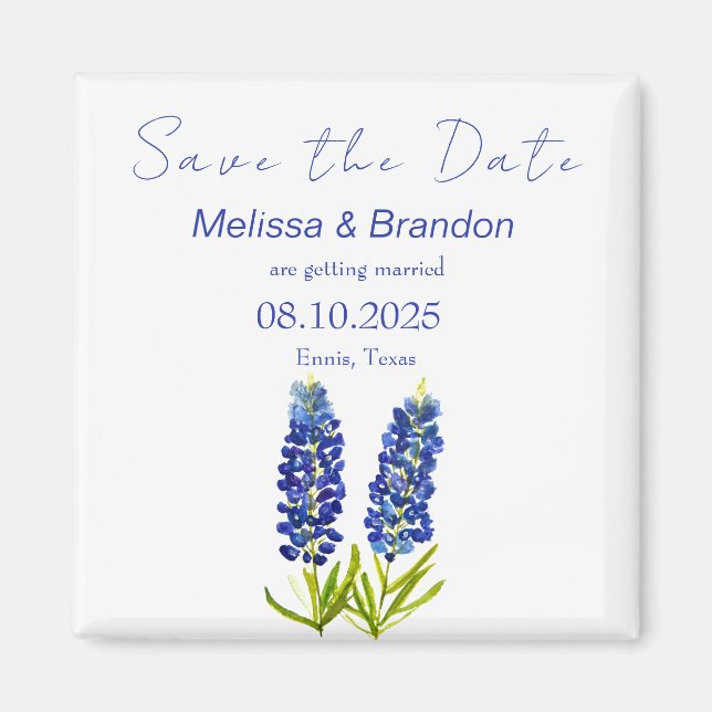 Bluebonnets Blue Floral Texas Rustic Wedding  Magnet (Front)