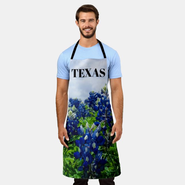 Bluebonnets Blue Floral Texas Texan Elegant Apron (Worn)