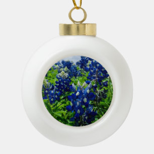 Bluebonnets Blue Floral Texas Texan Elegant Ceramic Ball Christmas Ornament