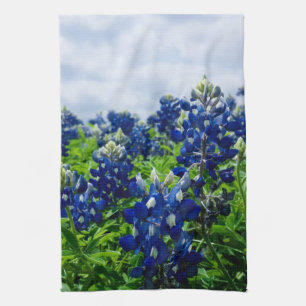 Bluebonnets Blue Floral Texas Texan Elegant Tea Towel