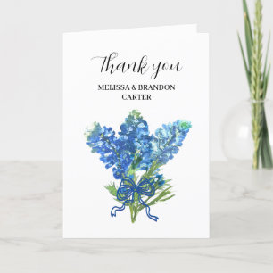 Bluebonnets Blue Floral Texas Wedding Thank you  Card