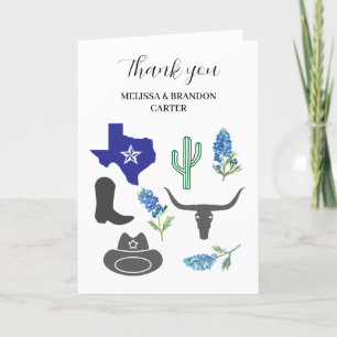 Bluebonnets Blue Floral Texas Wedding Thank you Card