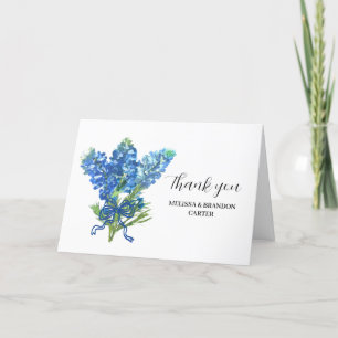 Bluebonnets Blue Floral Texas Wedding Thank you  Card