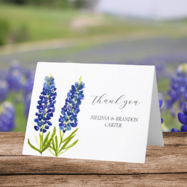 Bluebonnets Blue Floral Wedding Thank you  Card (Creator Uploaded)