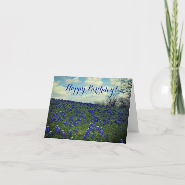 Bluebonnets Blue Flowers Texas Birthday Floral Tha Thank You Card (Front)