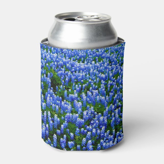 Bluebonnets Blue Flowers Texas Floral Can Cooler (Can Front)