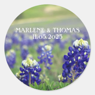 Bluebonnets Blue Flowers Texas Floral Wedding Classic Round Sticker