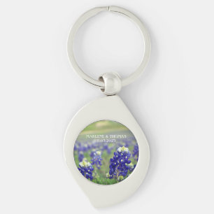 Bluebonnets Blue Flowers Texas Floral Wedding Key Ring
