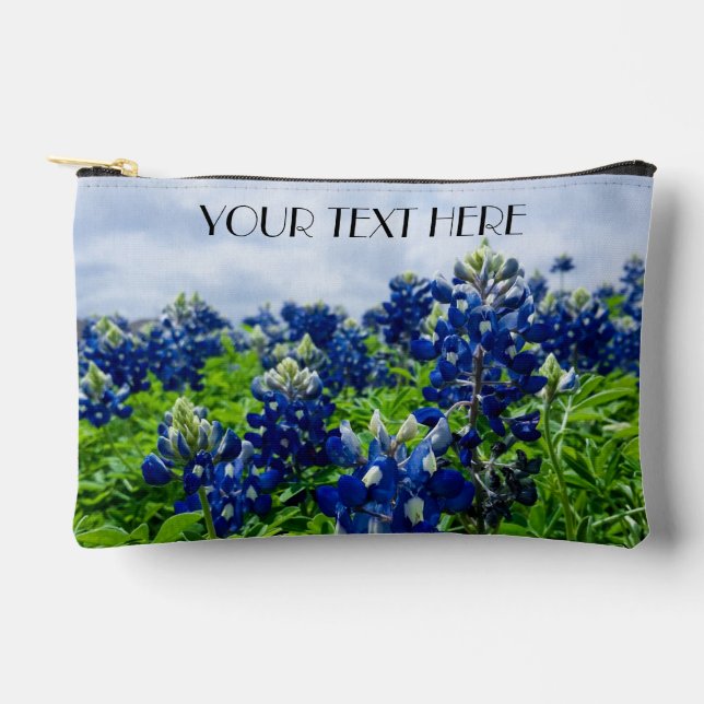 Bluebonnets Blue Flowers Texas texan Floral Accessory Pouch (Front)