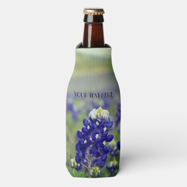 Bluebonnets Blue Flowers Texas texan Floral Bottle Cooler (Bottle Front)