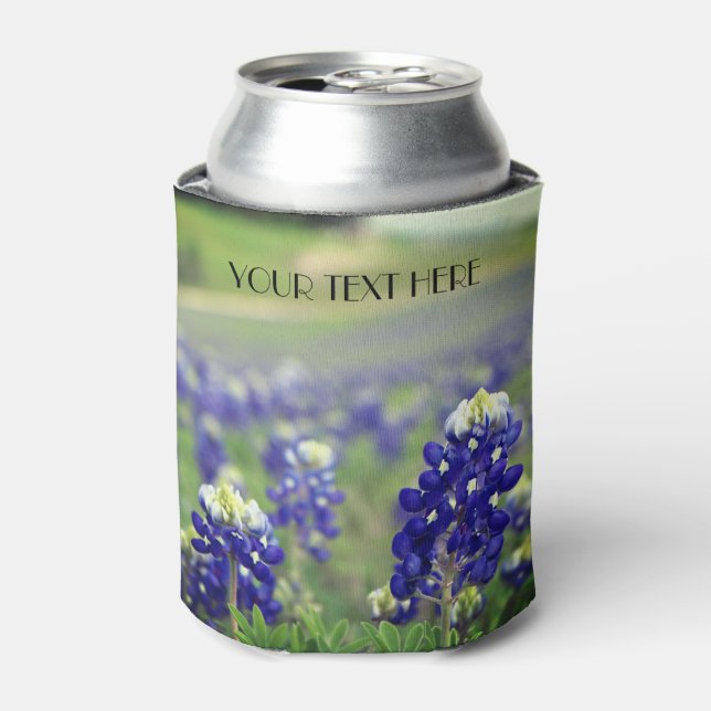 Bluebonnets Blue Flowers Texas texan Floral Can Cooler (Can Front)