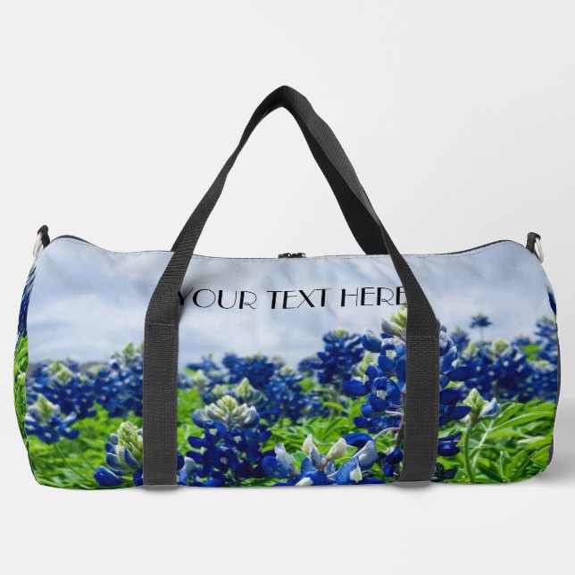 Bluebonnets Blue Flowers Texas texan Floral Duffle Bag (Front)