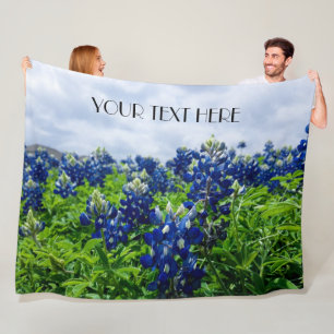 Bluebonnets Blue Flowers Texas texan Floral Fleece Blanket