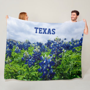Bluebonnets Blue Flowers Texas texan Floral Fleece Blanket