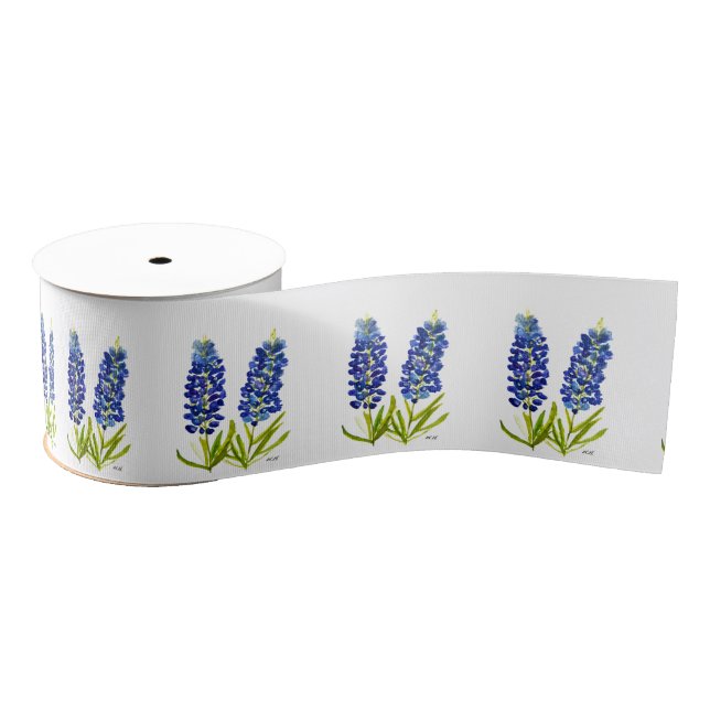 Bluebonnets Blue Flowers Texas Texan Floral Grosgrain Ribbon (Spool)