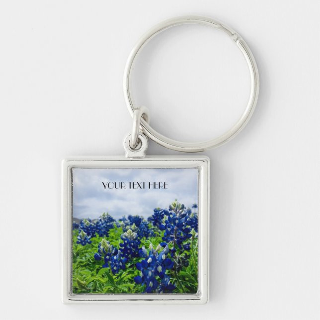 Bluebonnets Blue Flowers Texas texan Floral Key Ring (Front)