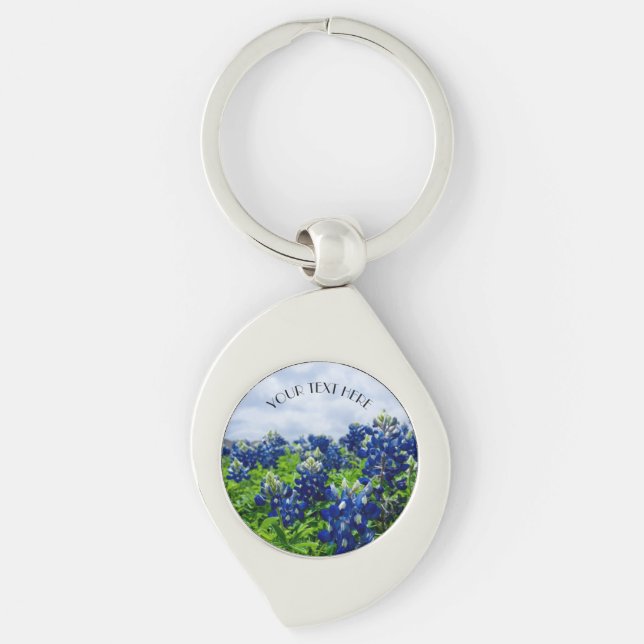 Bluebonnets Blue Flowers Texas texan Floral Key Ring (Front)