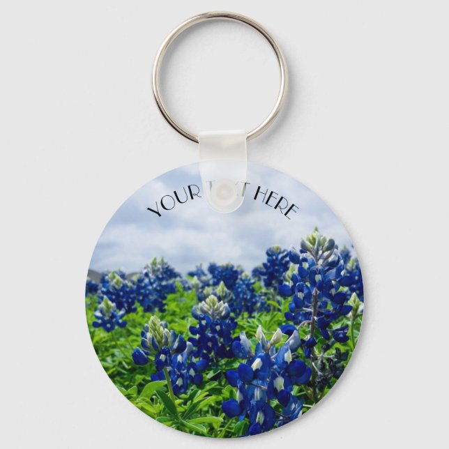 Bluebonnets Blue Flowers Texas texan Floral  Key Ring (Front)