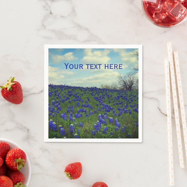 Bluebonnets Blue Flowers Texas Texan Floral Napkin (Insitu)