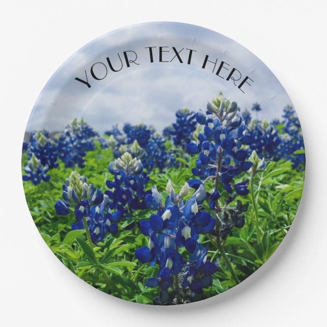 Bluebonnets Blue Flowers Texas Texan Floral  Paper Plate (Front)