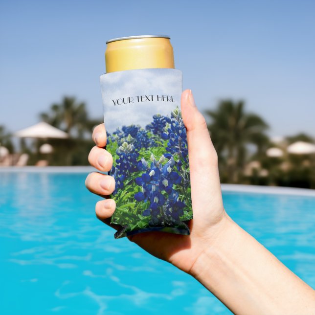 Bluebonnets Blue Flowers Texas texan Floral Seltzer Can Cooler (In Situ Pool)