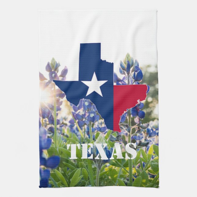 Bluebonnets Blue Flowers Texas texan Floral  Tea Towel (Vertical)